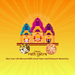 Rath Yatra festival illustration with chariots and offerings