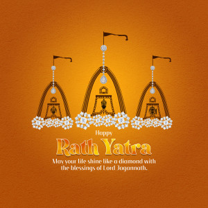 Rath Yatra illustration with diamond embellishments