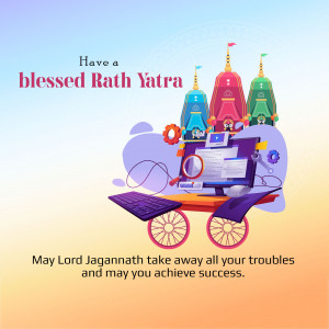 Rath Yatra illustration with a chariot and laptop