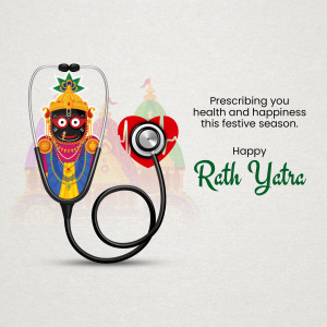 Rath Yatra greeting with a stethoscope and Lord Jagannath's face