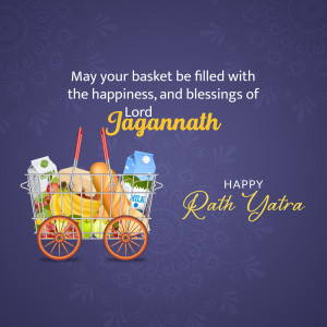 Rath Yatra greeting with a shopping cart full of groceries