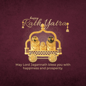 Golden chariot with deities for Rath Yatra festival