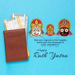Passport, tickets, and Jagannath masks for Rath Yatra