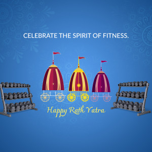 Rath Yatra themed image with gym equipment