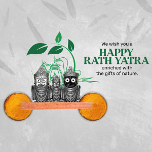 Rath Yatra festival greeting with deities and natural elements