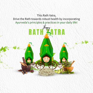 Rath Yatra illustration with Ayurvedic elements