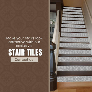 Decorative stair tiles on a wooden staircase