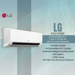 LG PS-Q13YNZE 6-in-1 Split AC with AI and Anti Virus Protection