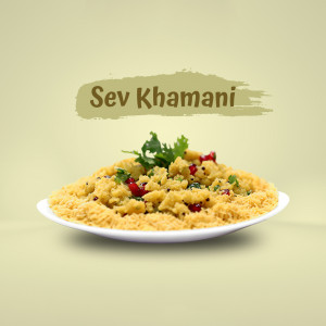 A plate of Sev Khamani, a popular Gujarati snack.