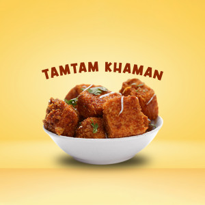 A close-up of Tamtam Khaman served in a white bowl