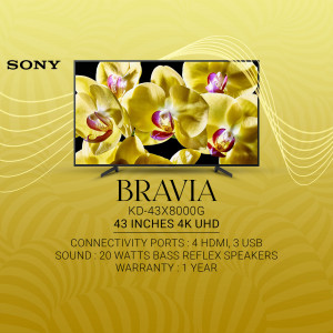 Sony Bravia KD-43X8000G 43 inch 4K UHD TV with floral display