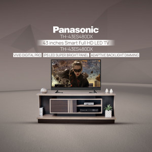 Panasonic TH-43ES480DX 43 inch Smart Full HD LED TV on a TV stand