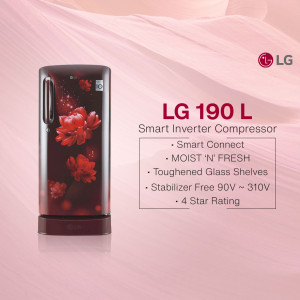 LG 190L Smart Inverter Refrigerator with floral design