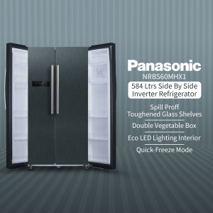 Panasonic NRBS60MHX1 584 Ltrs Side by Side Inverter Refrigerator with Spill Proof Shelves