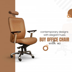 Brown leather office chair with ergonomic design