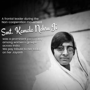Black and white portrait of Kamala Nehru, a leader during the Non-cooperation movement.