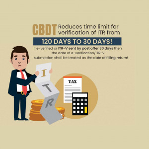 Illustration depicting the reduction of ITR verification time limit from 120 to 30 days by CBDT.