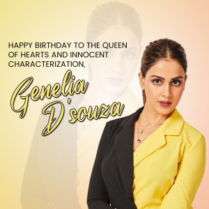 Portrait of Genelia D'Souza with birthday greetings