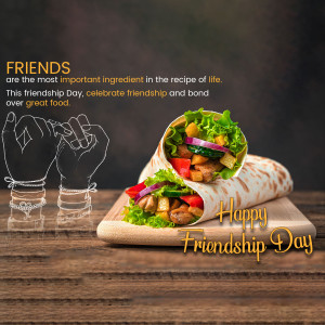 Shawarma wrap with friendship themed graphic