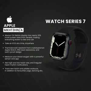 Close-up of the Apple Watch Series 7 in black, showcasing its display and features.