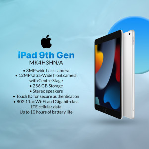 Apple iPad 9th Generation in Silver with specifications