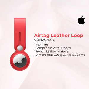 Red AirTag Leather Loop with Apple logo