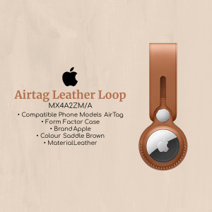 Apple AirTag Leather Loop in Saddle Brown color