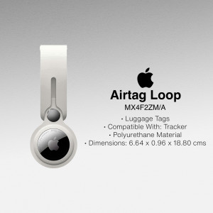 White Apple AirTag Loop accessory displayed against a light gray background.