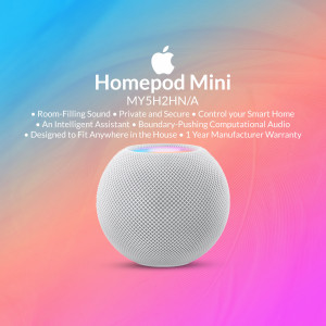 Apple HomePod Mini in a gradient background