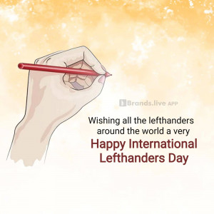 Illustration of a hand holding a red pencil, celebrating International Lefthanders Day.