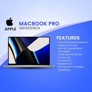Apple MacBook Pro laptop with key features listed