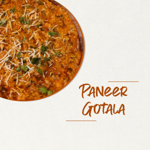 Close-up of Paneer Gotala, a spicy Indian cottage cheese dish