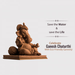 Eco-Friendly Ganesha idol with a message to save water