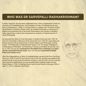 Portrait of Dr. Sarvepalli Radhakrishnan with biographical text