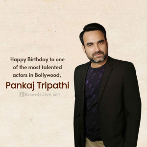 Portrait of Pankaj Tripathi with birthday greeting