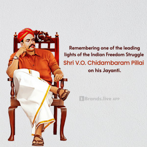 Portrait of V.O. Chidambaram Pillai, a leader of the Indian Freedom Struggle