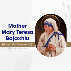 Portrait of Mother Teresa with her birth and death dates
