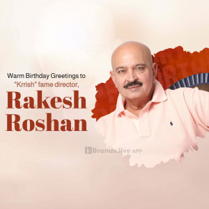 Portrait of Rakesh Roshan with a birthday greeting