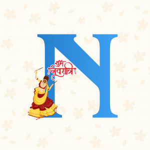Letter N with a Navratri dancer illustration