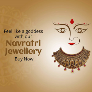 Navratri jewellery advertisement with a goddess face and necklace