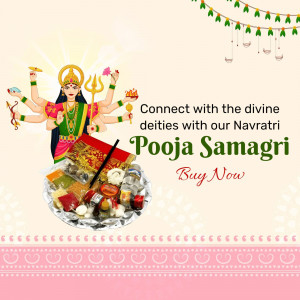 Image of Goddess Durga with Pooja Samagri for Navratri