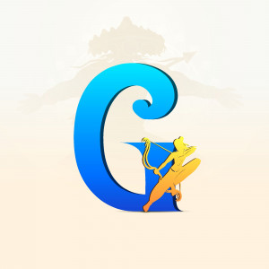 Stylized letter G incorporating an archery motif