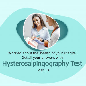 Doctor explaining a medical scan to a patient, promoting Hysterosalpingography Test.