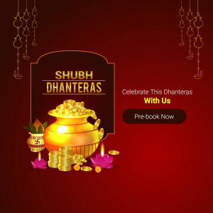Dhanteras festive graphic with gold coins and pot