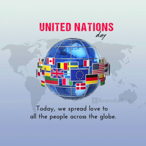 Image depicting a globe adorned with flags of various nations, celebrating United Nations Day.