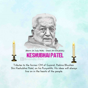 Portrait of Kesubhai Patel with candles