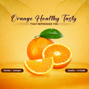 Close-up of a sliced orange with leaves, promoting its health benefits.