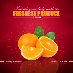 Close-up of fresh oranges with a vibrant red background