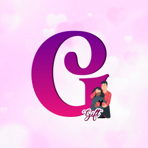 Letter G design featuring a couple giving a gift