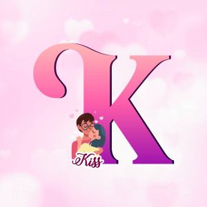 Illustration of the letter K with a couple kissing at the base